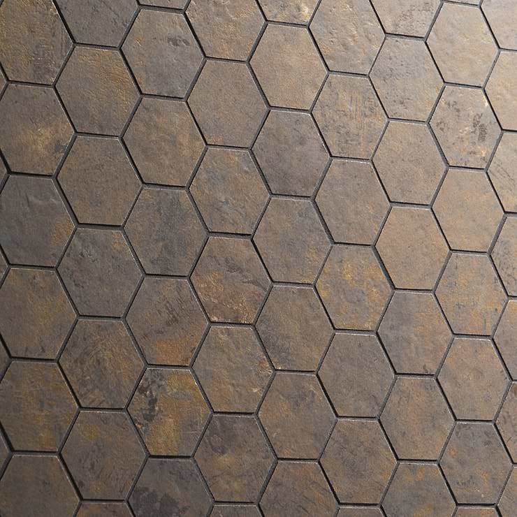 Portrait Copper 2" Hexagon Matte Porcelain Mosaic Tile