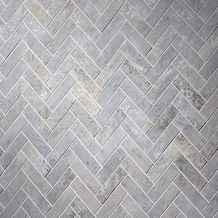 Portrait Ocean Blue 1x4 Herringbone Matte Porcelain Mosaic Tile