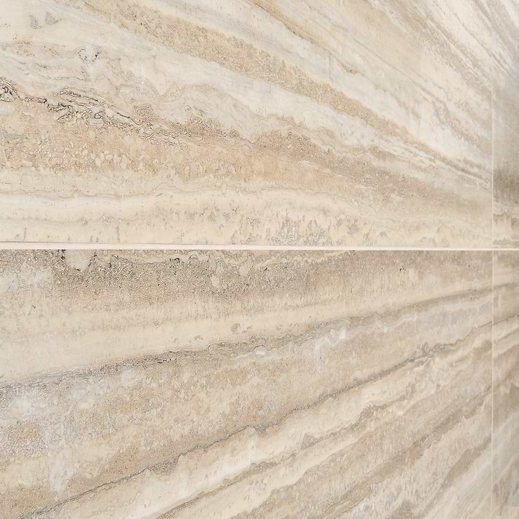 Romani Travertine Hazelnut Beige 24x48 Stone Look Satin Porcelain Tile