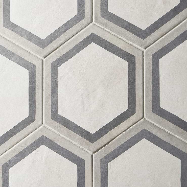 Ava Deco Sabbia Charcoal 8" Hexagon Matte Porcelain Tile