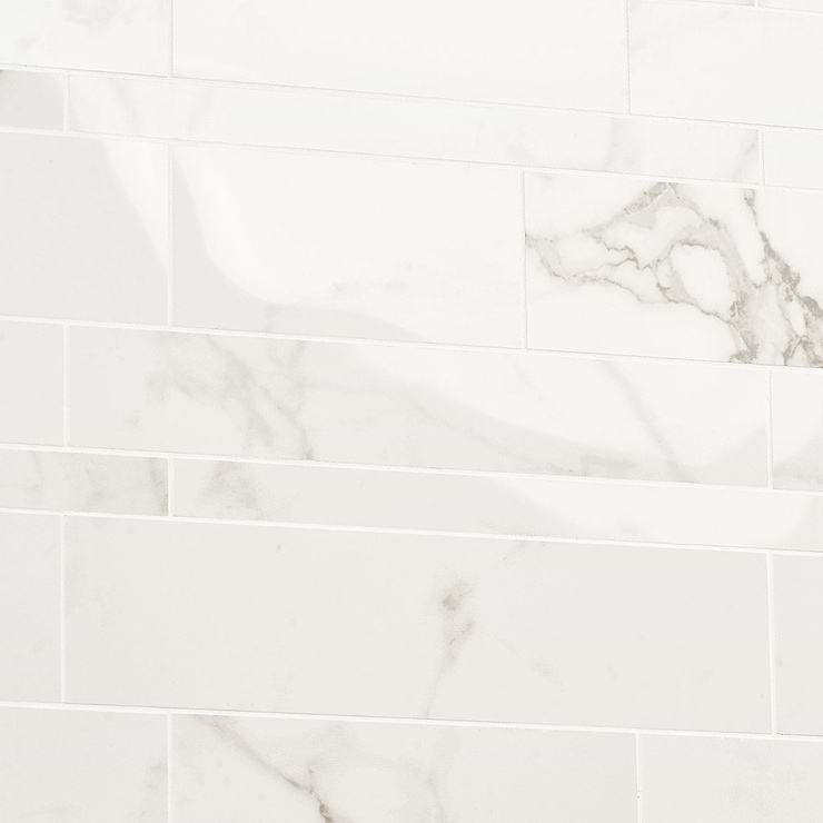 DreamStone Statuario Venato Railroad Polished Porcelain Mosaic