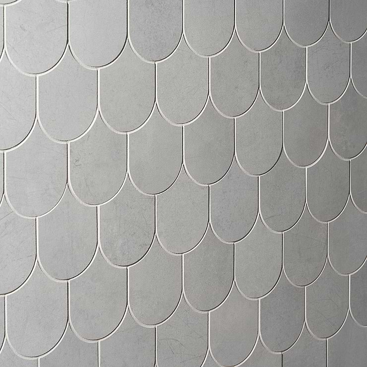 Bond Nimbus Silver Fishscale Plume Matte Porcelain Mosaic Tile