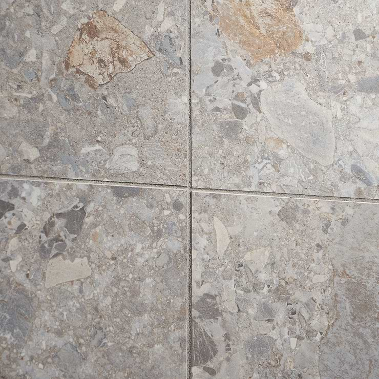 Rizo Earth Gray 24x48 Terrazzo Look Matte Porcelain Tile