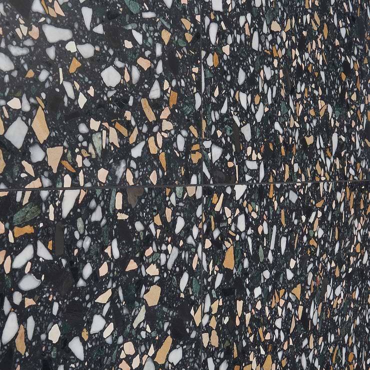 Terrazzo Italy Cava Notte Black 24x24 Honed Marble Tile