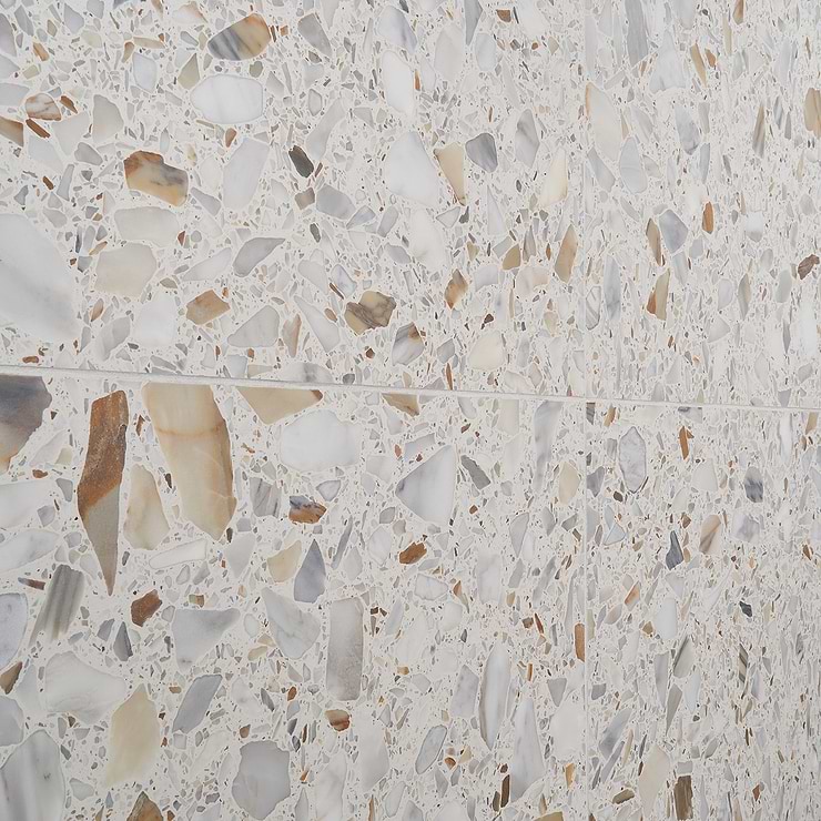 Terrazzo Italy Sacra Calacatta White 24x24 Honed Terrazzo Tile