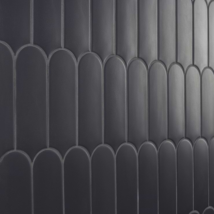 Parry Charcoal 3x8 Fishscale Matte Ceramic Wall Tile