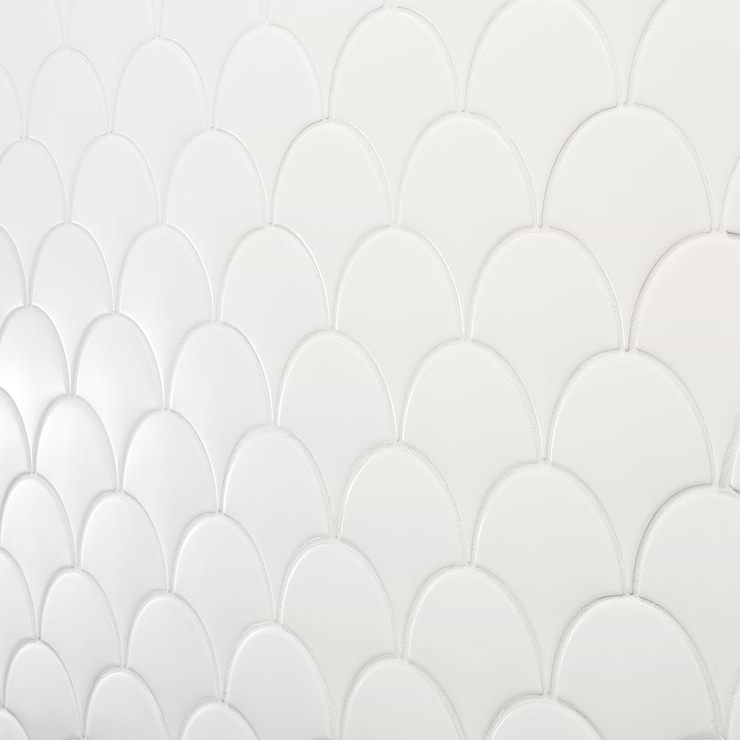 Highwater Blanco White Fishscale Matte 2x5 Ceramic Wall Tile