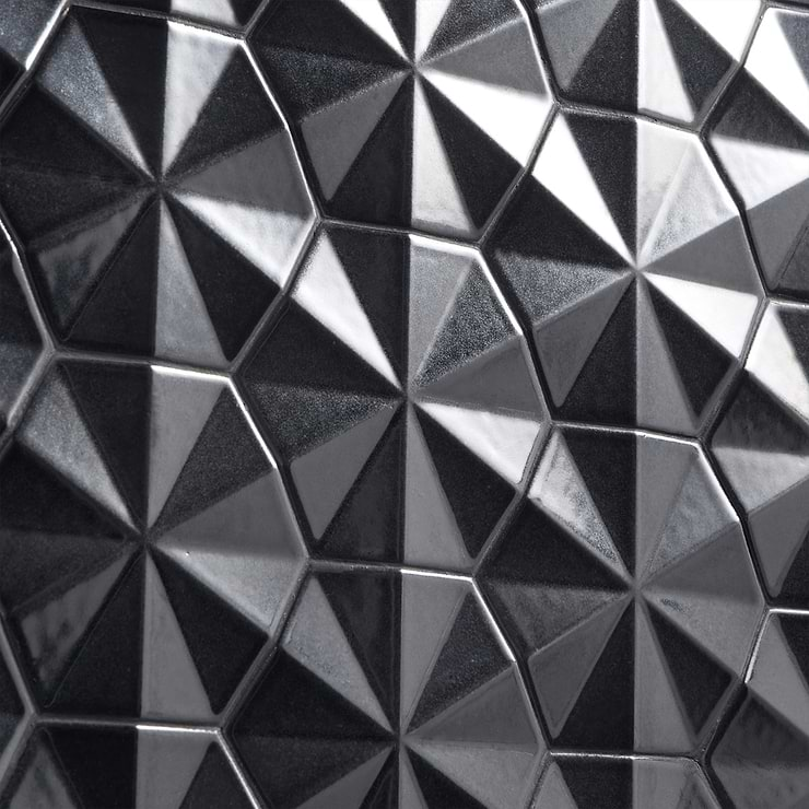 Zeal Ogassian 3D 6" Hexagon Gunmetal Gray Glazed Porcelain Tile