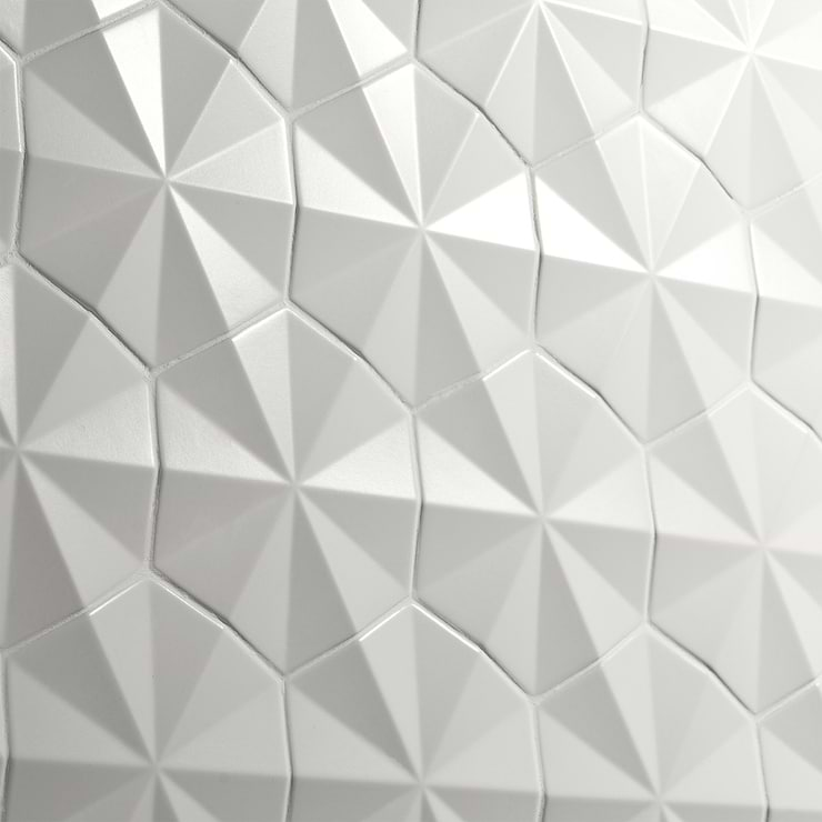 Zeal Ogassian 3D 6" Hexagon White Matte Porcelain Tile