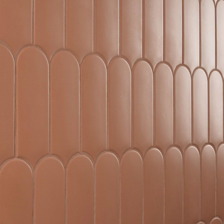 Parry Clay Terracotta Orange 3x8 Fishscale Matte Ceramic Wall Tile