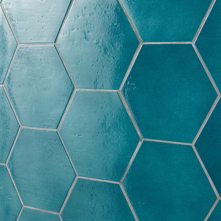 Cavallo Fiji Blue 7" Hexagon Glossy Porcelain Tile