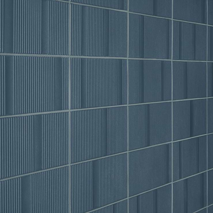 Division Blue 8x16 Fluted 3D Matte Ceramic Wall Tile