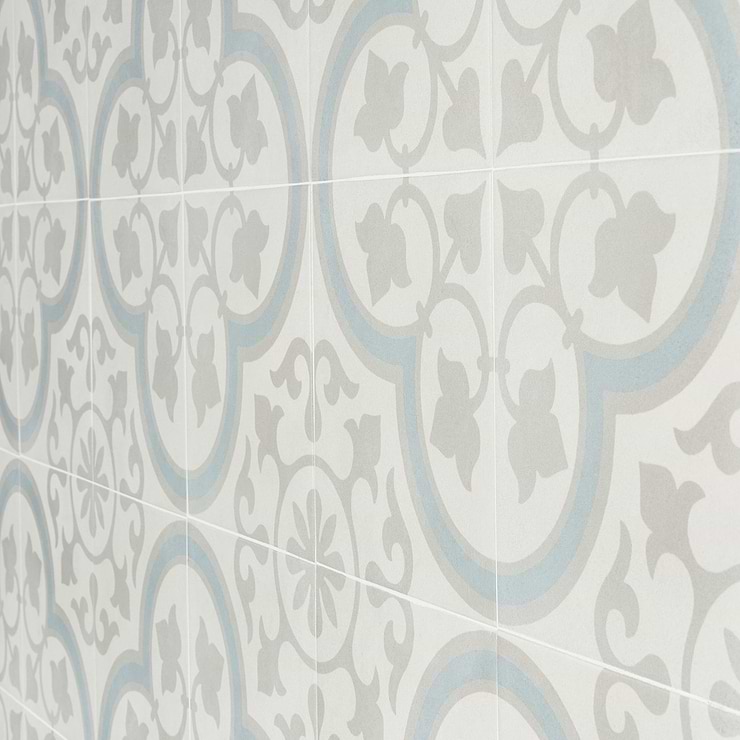 Lapaz Silver Ornate 9x9 Matte Porcelain Tile
