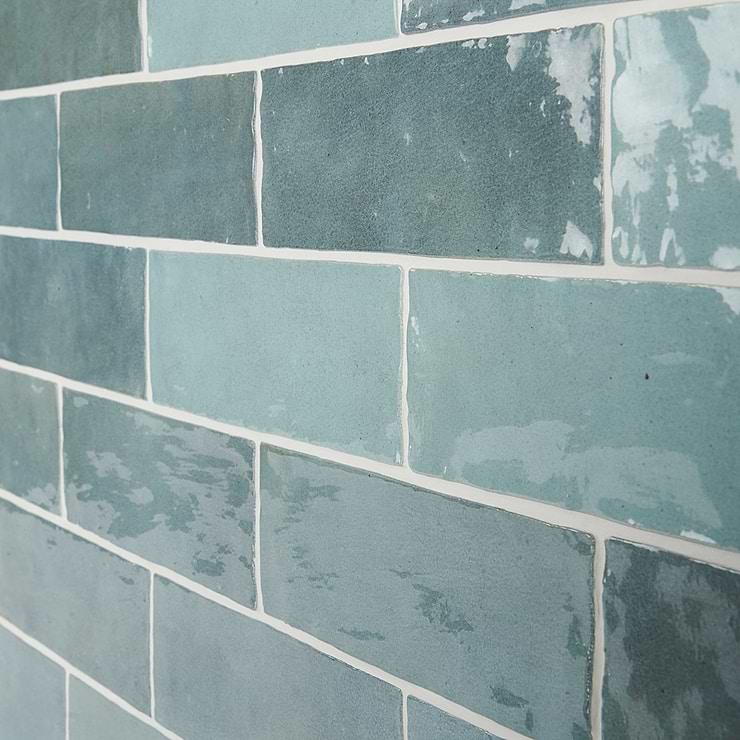 Portmore Aqua Blue 3x8 Glossy Ceramic Subway Tile