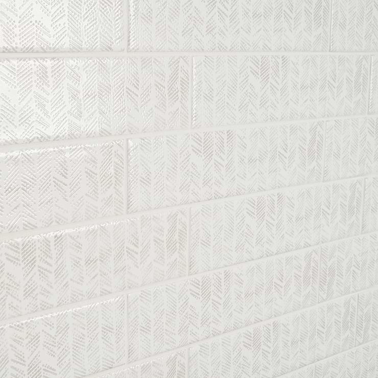 Chance White 2x10 Polished Ceramic Chevron Tile