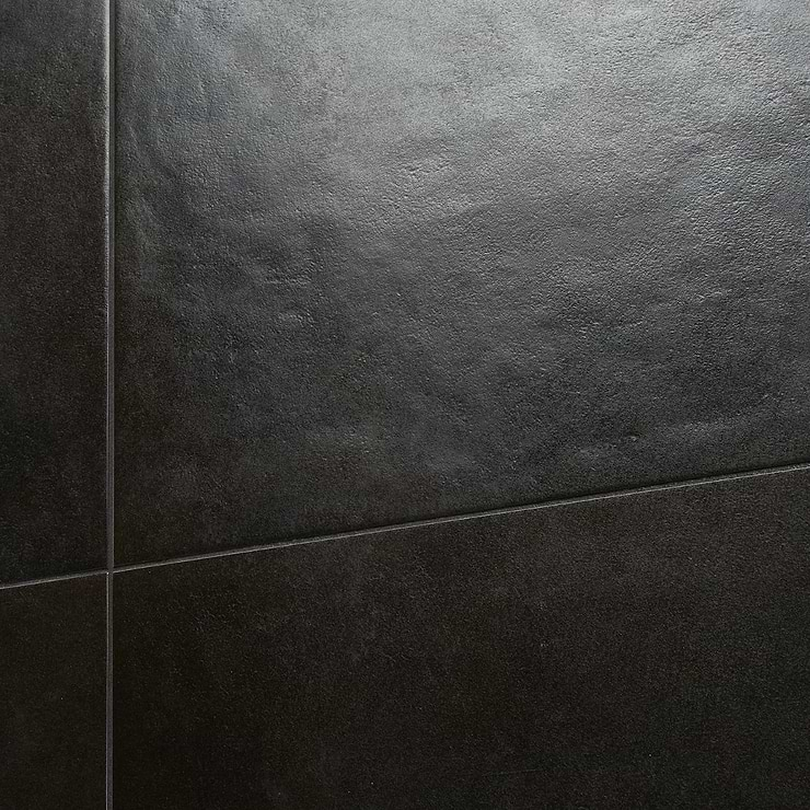 Rethink Leather Black 24x24 Matte Porcelain Tile