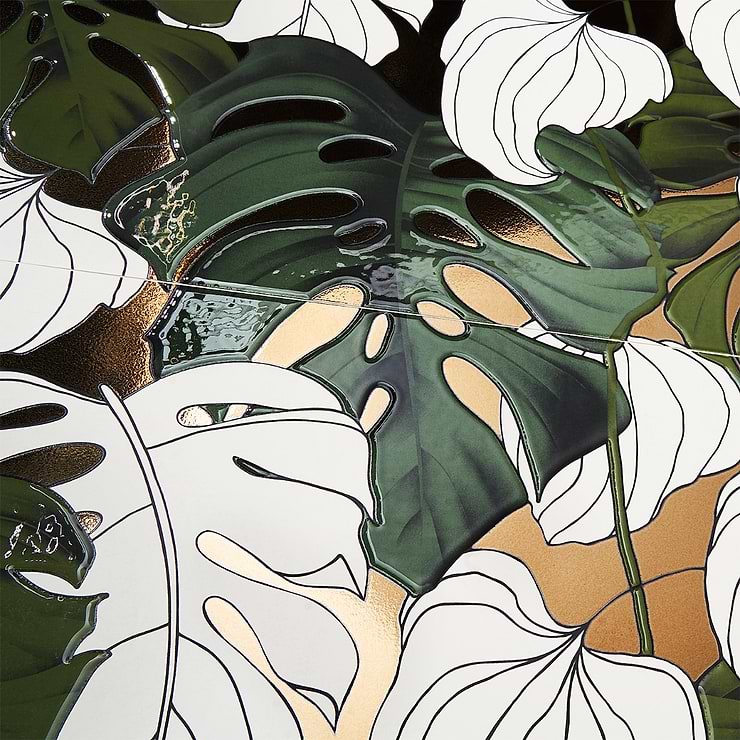 Tropez Foliage Blanco Multicolor 24x48 Artisan Decor Porcelain Tile