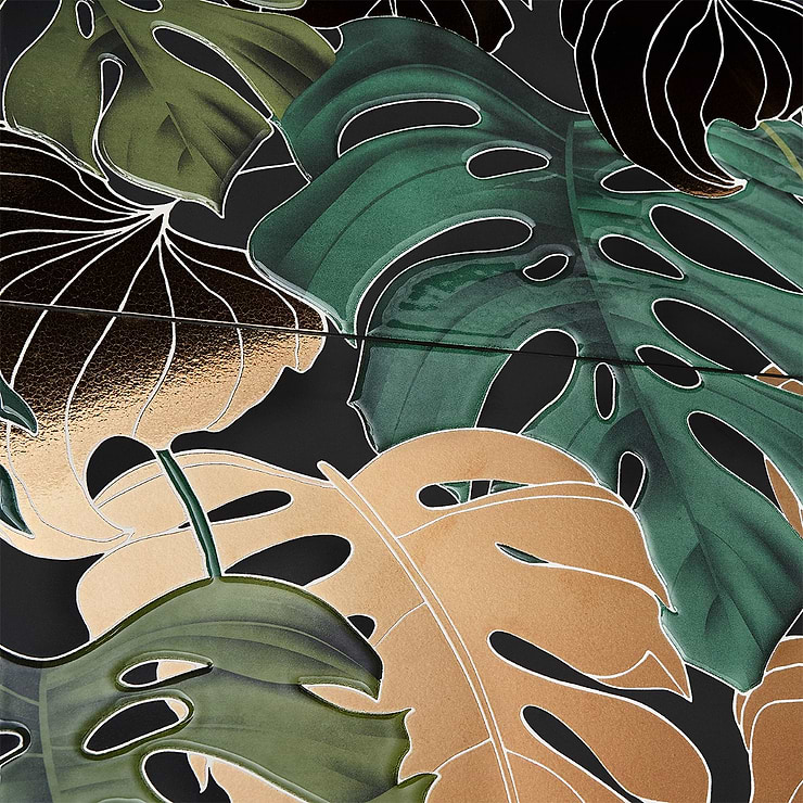 Tropez Foliage Oro Multicolor 24x48 Artisan Decor Porcelain Tile
