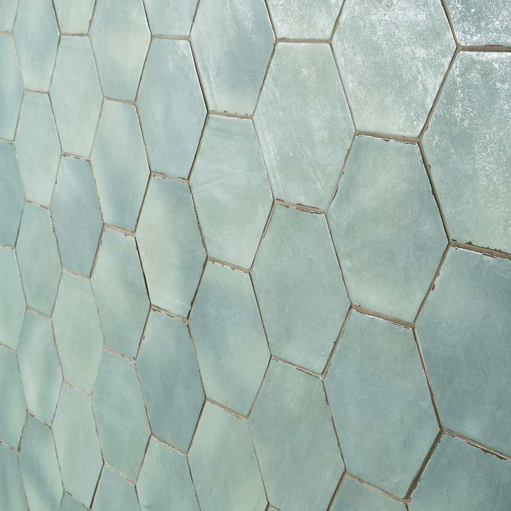 Sasha Hex Bettina Blue Green 6" Matte Porcelain Hexagon Tile