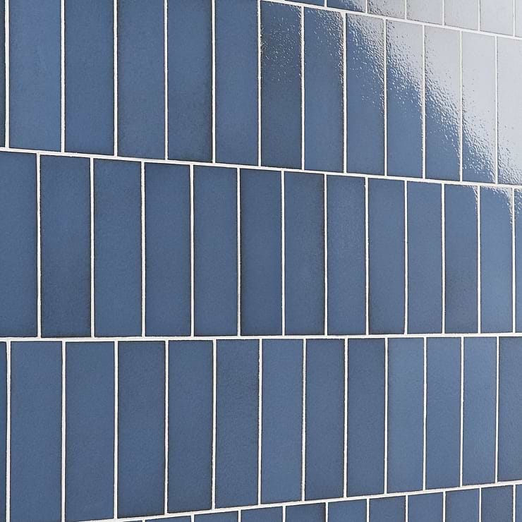 Color One Steel Blue 2x8 Glossy Lava Stone Tile