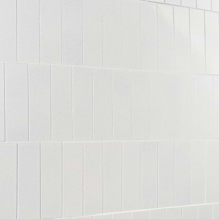 Color One Cotton White 2x8 Glossy Lava Stone Tile