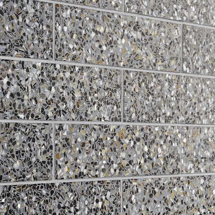 Reef Gray 3x12 Polished Pearl Terrazzo Subway Tile