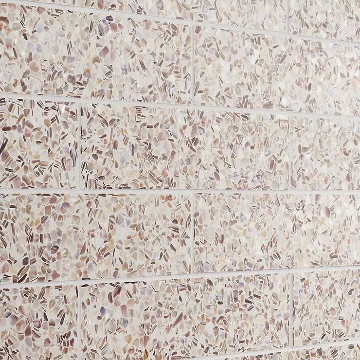 Reef Cream 3x12 Polished Pearl Terrazzo Subway Tile