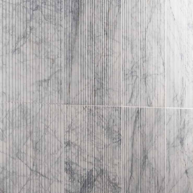 Waves White Lion 12x24 Fluted 3D Honed Marble Tile