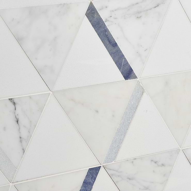 Tres Calacatta Azul Polished Marble Mosaic Tile