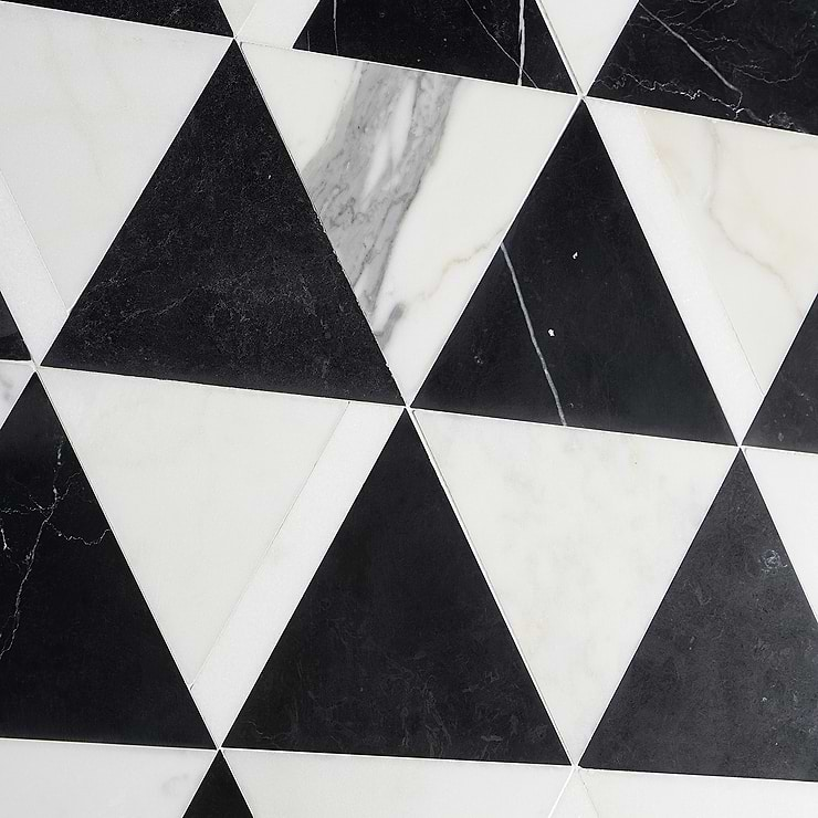 Tres Gris Nero Polished Marble Mosaic Tile 