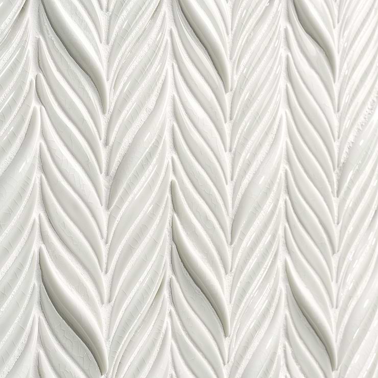 Nabi Alula Tundra Gray Chevron Crackled Glossy Glass Mosaic Tile