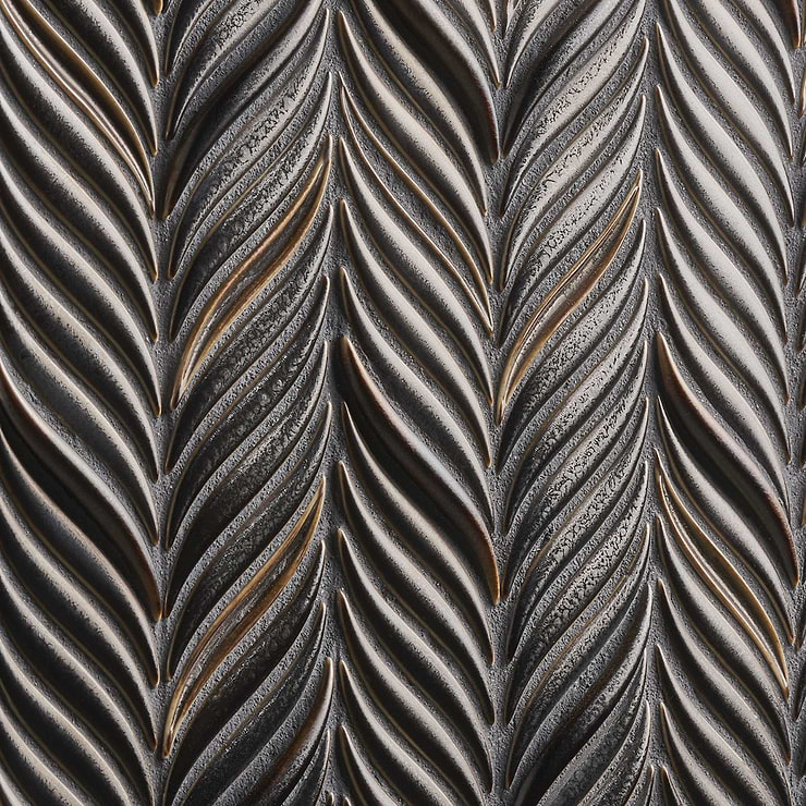 Nabi Alula Metallic Gunmetal Gray Chevron Matte Glass Mosaic Tile