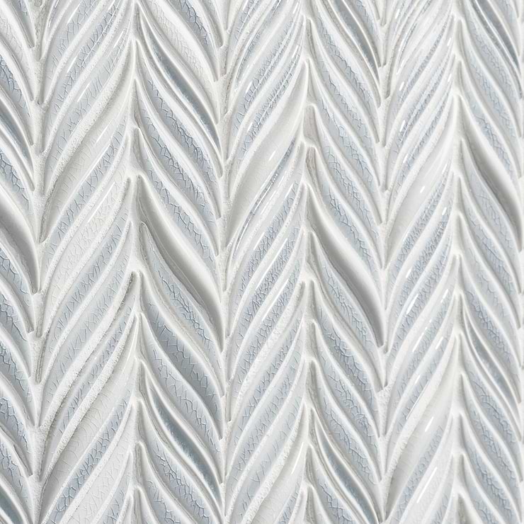 Nabi Alula Arctic Blue Chevron Crackled Glossy Glass Mosaic Tile