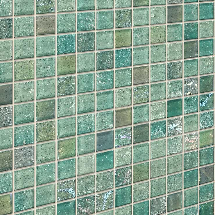 Fairy Green 1x1 Polished Glass Mosiac Tile