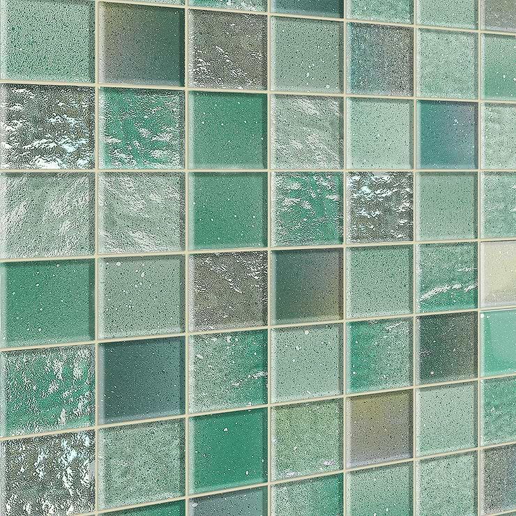 Fairy Green 2x2 Polished Glass Mosiac Tile