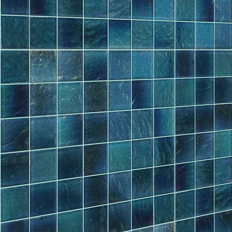 Splash Tropical Blue 2x2 Polished Glass Mosaic Tile