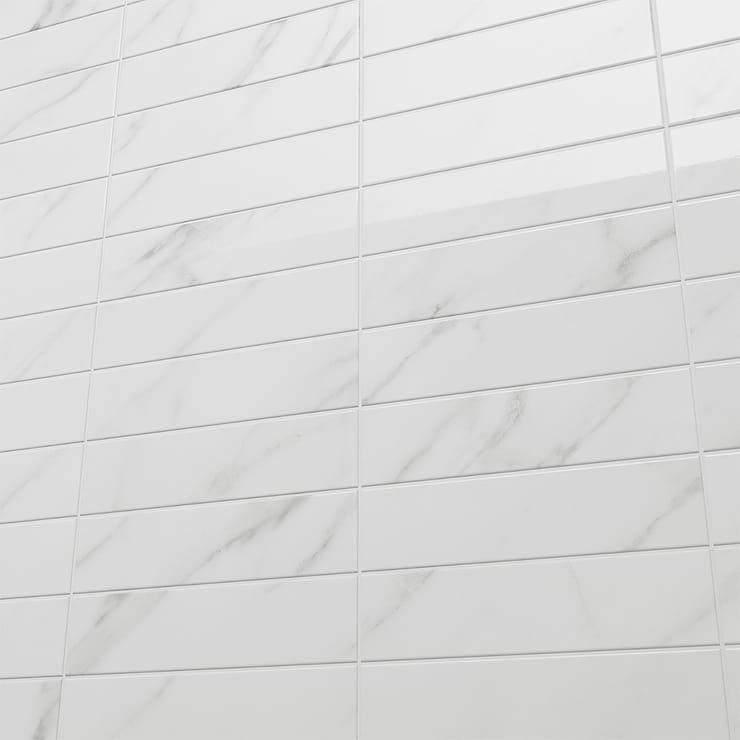 Amalfi Statuario White 3x12 Polished Ceramic Tile