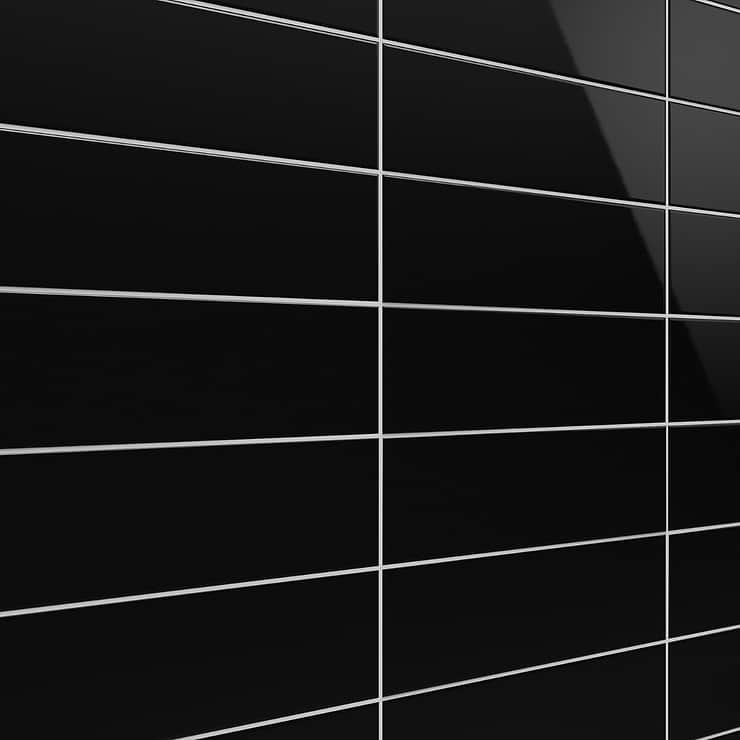 Park Hill Black 4x12 Polished Porcelain Tile