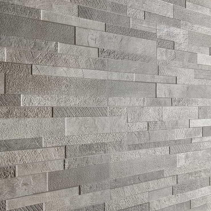 Lodge Stone 3D Gray 6x24 Textured Porcelain Wall Tile