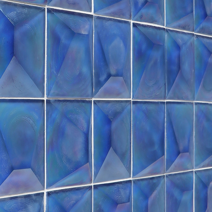 Opaline Blue Iridescent 6x6 3D Glossy Glass Tile