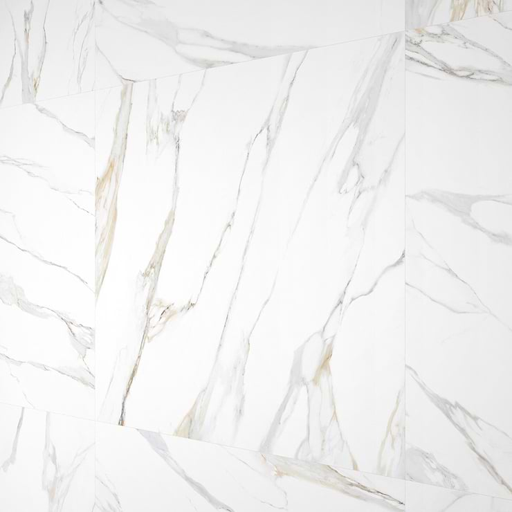 Minera Aurora Gold 48x48 Marble Look Polished Porcelain Tile