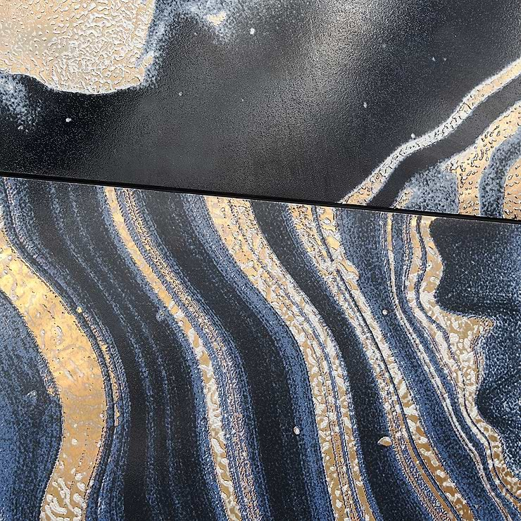 Agate Art Night Black 24x48 Artisan Decor Polished Porcelain Tile