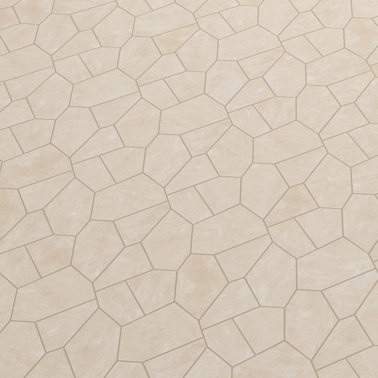 Era Crema Beige Organic Pattern Limestone Look Matte Porcelain Mosaic Tile