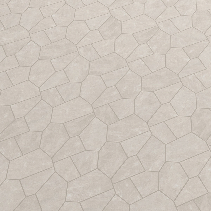 Era Linen White Organic Pattern Limestone Look Matte Porcelain Mosaic Tile