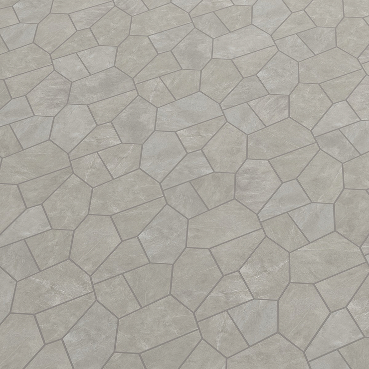 Era Silver Gray Organic Pattern Limestone Look Matte Porcelain Mosaic Tile