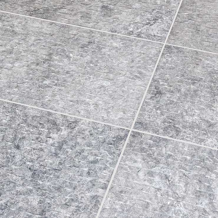 Tundra Gray Chiseled 12x24 Textured Limestone Tile