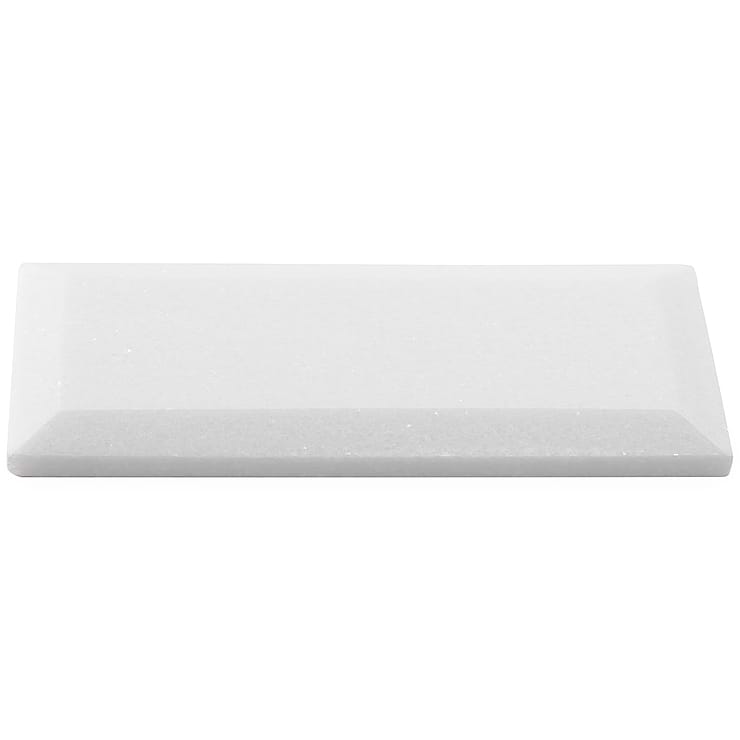 White Thassos 3x6 Beveled Polished Marble Subway Tile