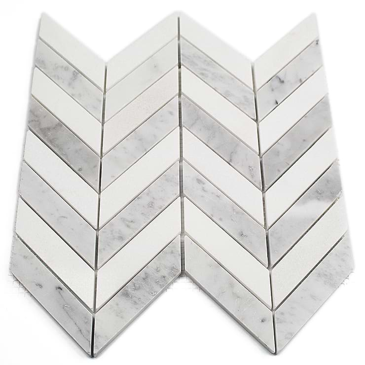 Talon White Carrera and Thassos Marble Tile