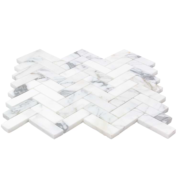 Calacatta Herringbone 1x3 Marble Tile