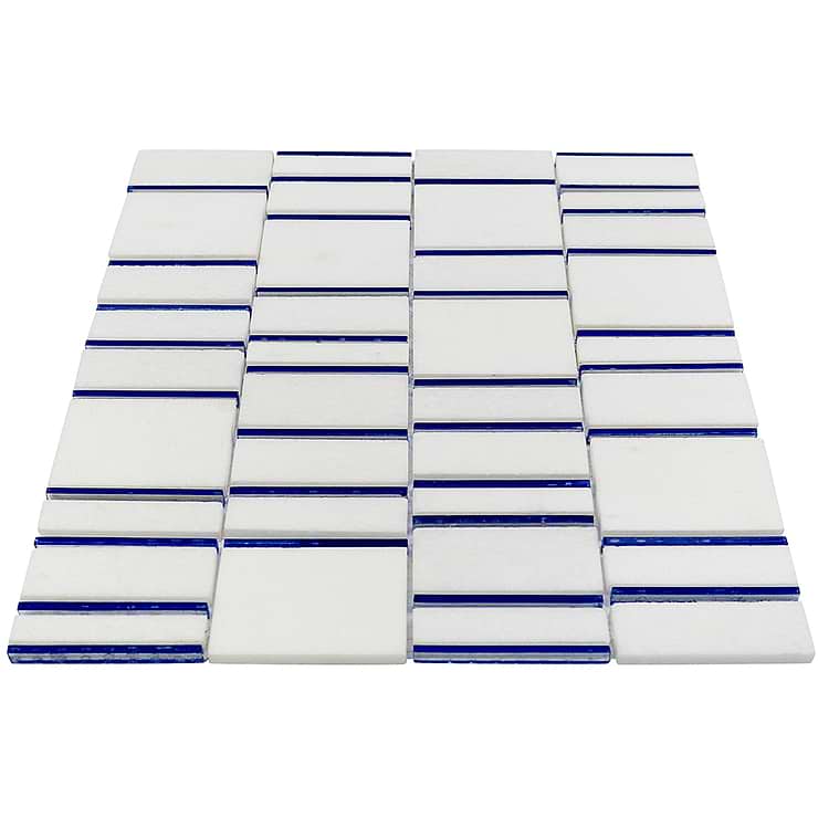 Sky's The Limit Blue and White Marble & Glass Polished Mosaic Tile by Kerrie Kelly